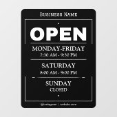 営業時間 | 黒のビジネス営業時間 ウィンドウサイン (シート)