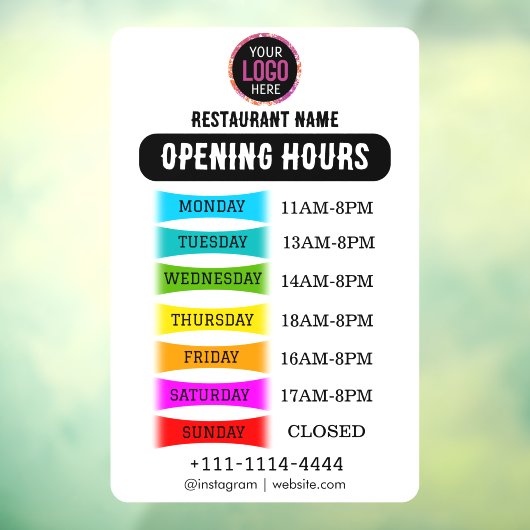 営業時間 | 黒のビジネス ロゴ 営業時間 ウィンドウサイン (シート3)