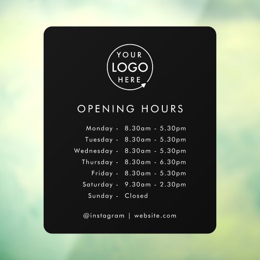 営業時間 | 黒のビジネス ロゴ 営業時間 黒 ウィンドウサイン (シート3)