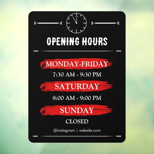 営業時間 | 黒の背景 営業時間 オープンハウステンプレート ウィンドウサイン (シート3)
