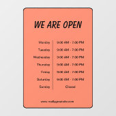 営業時間 黒オレンジ ウィンドウサイン (シート)