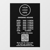 営業時間 黒ビジネス ロゴ QR コード ウィンドウサイン (シート)
