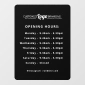 営業時間 黒 ビジネス ロゴ ウィンドウサイン (シート)