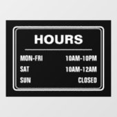 営業時間 黒 プレート ウィンドウサイン (シート)