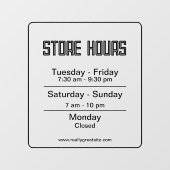 営業時間 黒 透明 ビジネス タイム ウィンドウサイン (シート)