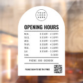 営業時間 QRコードロゴ ホワイト アーチ ウィンドウサイン (シート2)