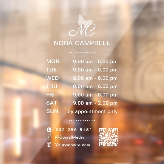 営業時間 QRコード ソーシャルメディア アイコン ウィンドウサイン (シート2)