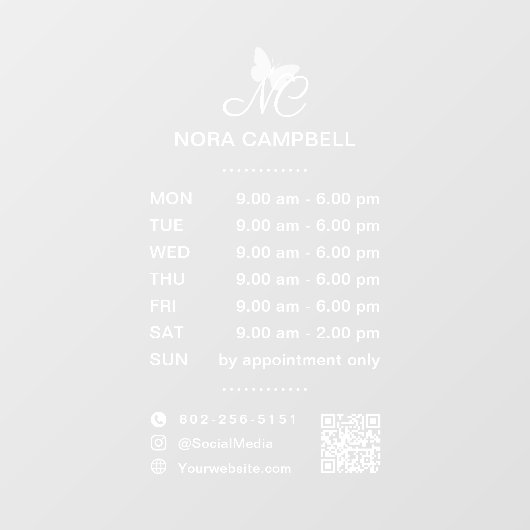 営業時間 QRコード ソーシャルメディア アイコン ウィンドウサイン (シート)