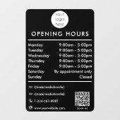 営業時間 QRコード ロゴ 黒 ウィンドウサイン (シート)