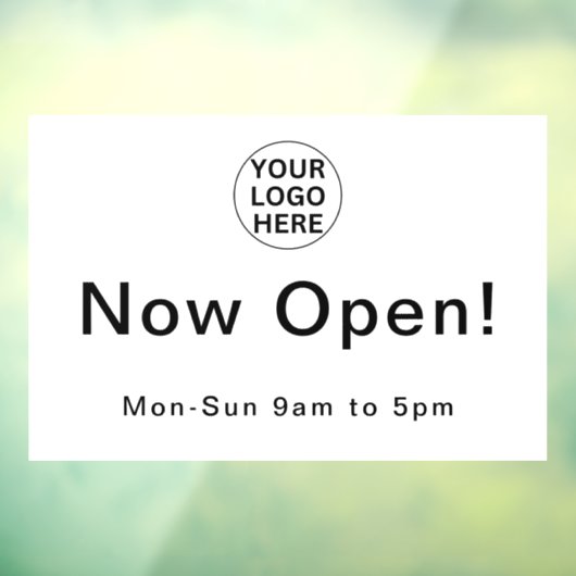 営業時間Lビジネスロゴ白黒 ウィンドウサイン (シート3)