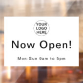 営業時間Lビジネスロゴ白黒 ウィンドウサイン (シート2)