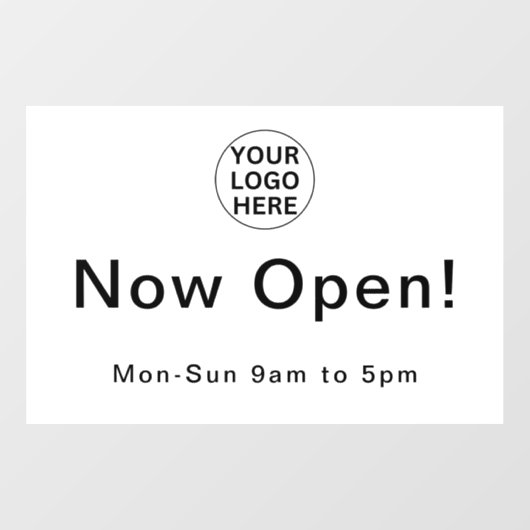 営業時間Lビジネスロゴ白黒 ウィンドウサイン (シート)