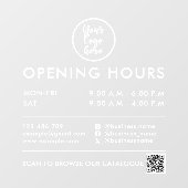 営業時間QRコードロゴ連絡先情報 白 ウィンドウサイン (シート)