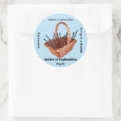 嘆き悲しみの言葉のバスケットのステッカー ラウンドシール (バッグ)