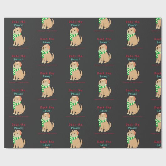 嘆き悲しむクリスマスの夢を見ながら前足を甲板に上げる ラッピングペーパー (フラット)