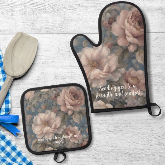 嘆き悲しむ母のための繊細な植物記念品 鍋つかみ&鍋敷きセット