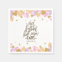 嘆き3:22彼の忠実な愛バレンタイン スタンダードカクテルナプキン