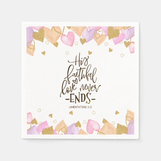 嘆き3:22彼の忠実な愛バレンタイン スタンダードカクテルナプキン (正面)