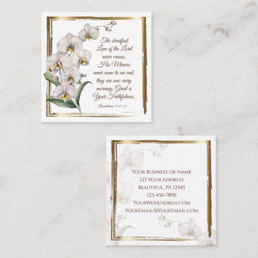 嘆き3:22-23主の堅い愛 スクエア名刺 (正面/裏面)