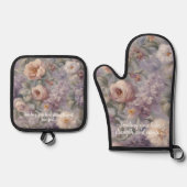 嘆エレガントき悲しむ母への庭園記念贈り物 鍋つかみ&鍋敷きセット (正面)