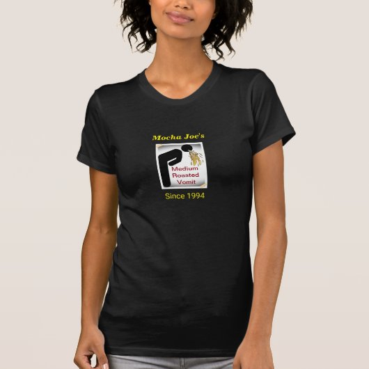 嘔吐:コーヒーユーモアTシャツ(黒) Tシャツ (正面)