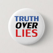 "嘘の真実"青い白い赤の黒 –  缶バッジ (正面)