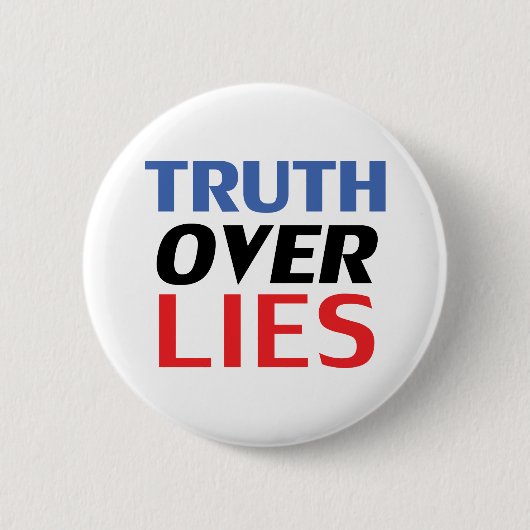 "嘘の真実"青い白い赤の黒 –  缶バッジ (正面)