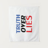 "嘘の真実"青い赤の白の黒 タペストリー (正面)