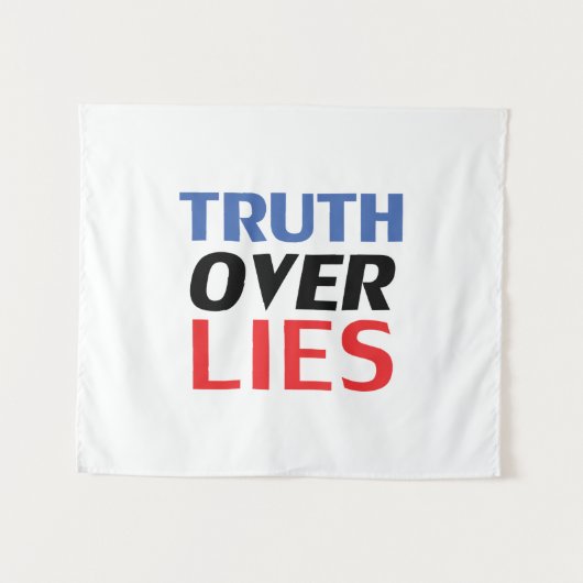 "嘘の真実"青い赤の白の黒 タペストリー (正面(横))