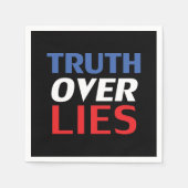 「嘘の真実」青赤白黒黒紙 スタンダードカクテルナプキン (正面)