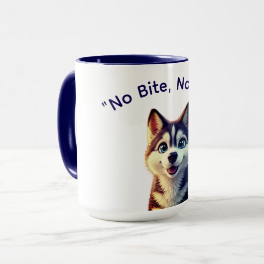 噛まないと面白くない犬のミームマグ マグカップ (正面左)