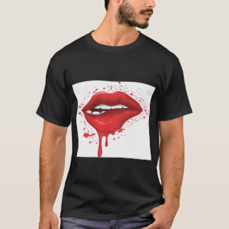 噛まれた唇Tシャツ - 大胆でスタイリッシュなデザイン Tシャツ