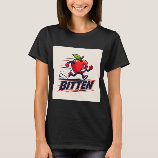 噛まれた走るリンゴTシャツ Tシャツ (正面)