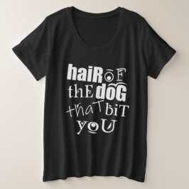 噛み付いた犬の毛 プラスサイズTシャツ