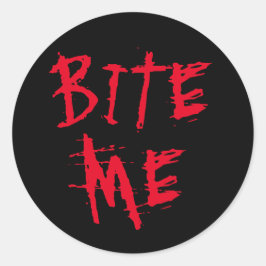噛む私の赤い血のタイポグラフィ面白いハロウィーンパーティー ラウンドシール