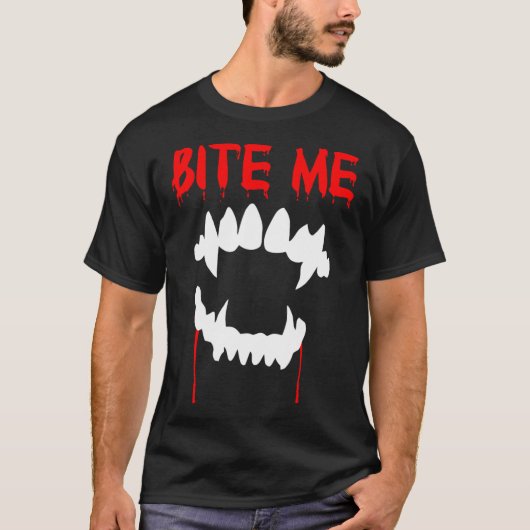 噛む私ハロウィーンヴァンパイア歯 Tシャツ (正面)