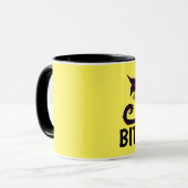 噛む黒猫のコーヒーマグおもしろい。 マグカップ (正面左)