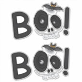 噛むBOO - コウモリとドクロのハロウィンイラスト入り文字 シール (正面)