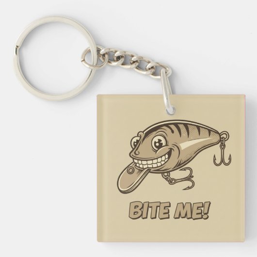 噛め!魚釣りルアーアクリルキーチェーン キーホルダー (正面)