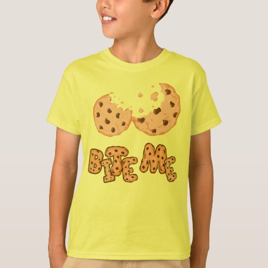 噛んで Cookie 面白いチョコチップデザイン Tシャツ (正面)