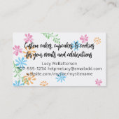 器の花瓶の花ベーキングベーカリーのパティシエ 名刺 (裏面)