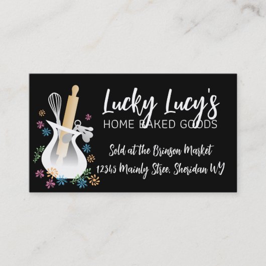 器の花瓶の花ベーキングベーカリーのパティシエ 名刺 (正面)