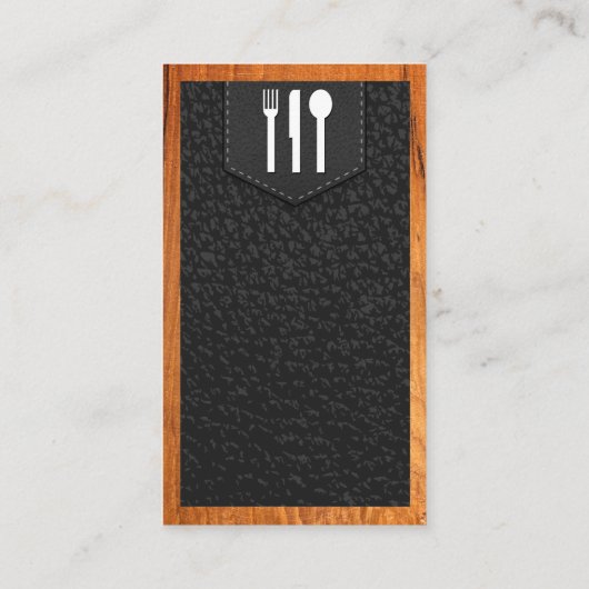 器具のロゴ |レザーステッチのストラップ |木材 名刺 (裏面)