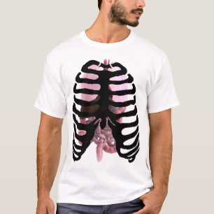 器官とのRibcageの人間の骨組黒 Tシャツ