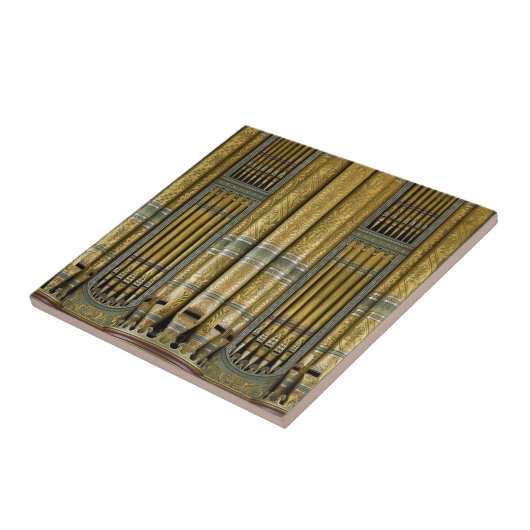 器官-色彩の鮮やかな緑および金ゴールドの管 タイル (側面)