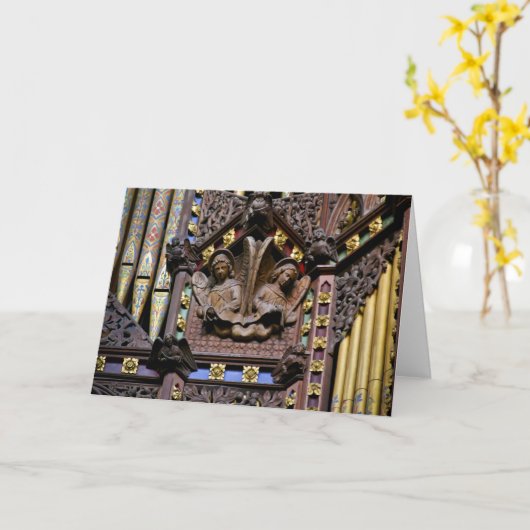 器官、Elyのカテドラル、イギリスの挨拶状 カード (黄色い花)