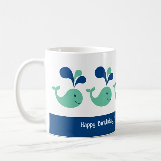噴お洒落噴鯨誕生日 コーヒーマグカップ (左)