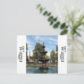 噴水からの飛んでいる鳥の捕獲 ポストカード (スタンド正面)