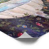 噴水の上に鳩のポンペイ・フレスコ ポスター (角)