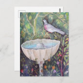 噴水の上に鳩のポンペイ・フレスコ ポストカード (正面/裏面)